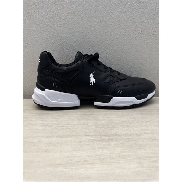 Polo Ralph Lauren Men's Sz 14 Black Jogger Color-Blocked Sneakers - Picture 3 of 10